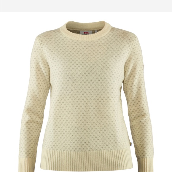 Ladies Fjallraven Cream Patterned Wool Sweater sz M - Picture 2 of 12